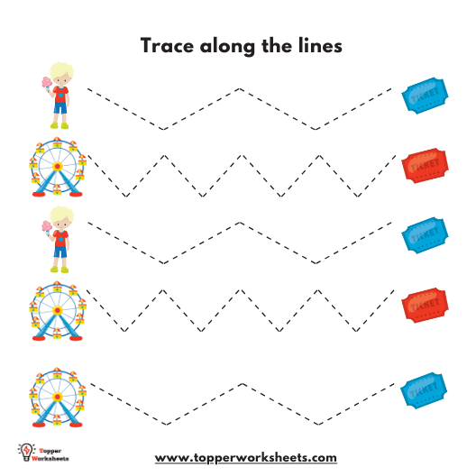 Carnival Prewriting Tracing Worksheets