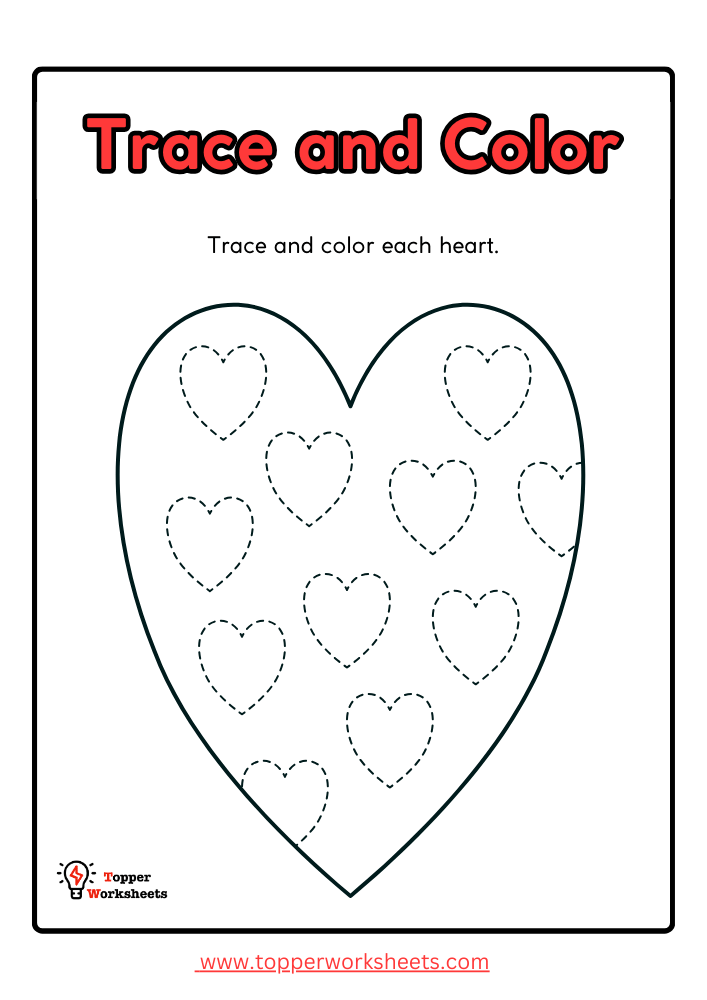 Free Valentine's Day Heart Tracing Worksheets for Preschoolers