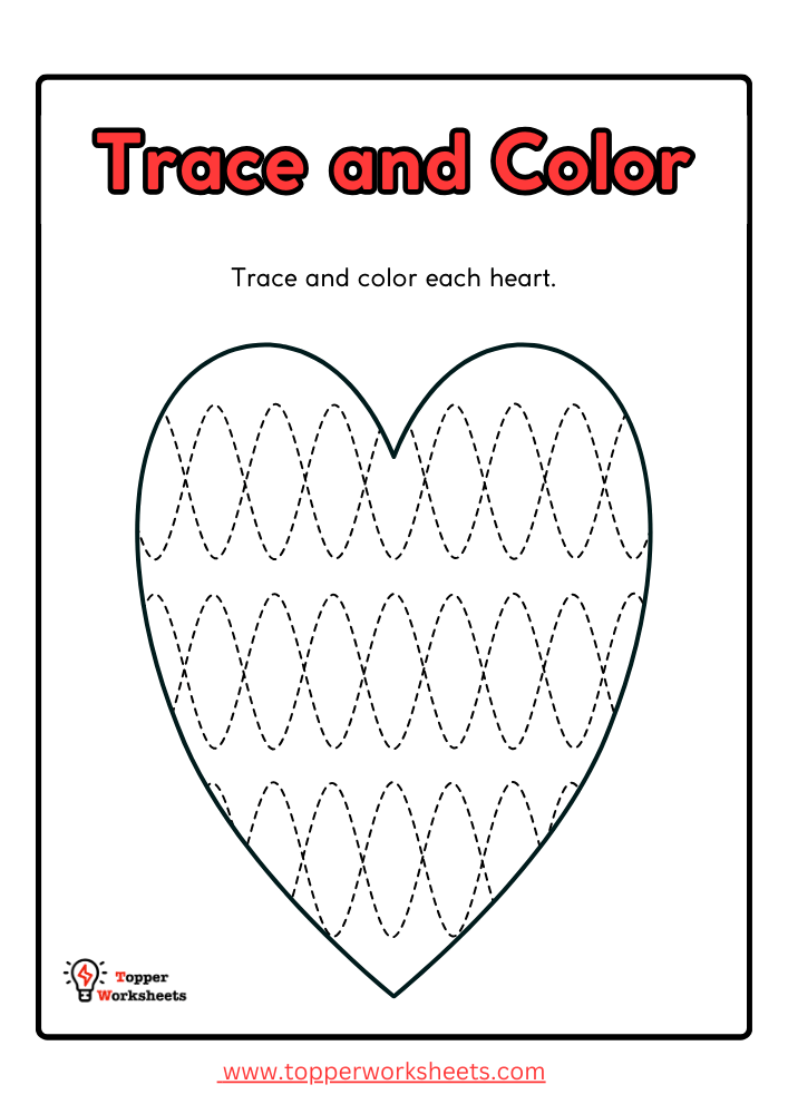 Free Valentine's Day Heart Tracing Worksheets for Preschoolers